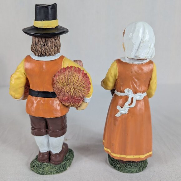 Thanksgiving Pilgrim Couple Rustic Figurines Table Centerpiece Vintage 1995 STC - Picture 3 of 7
